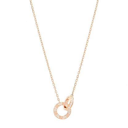 Cartier 18K Pink Gold Diamond Interlocking LOVE Paved Necklace 1 of 6