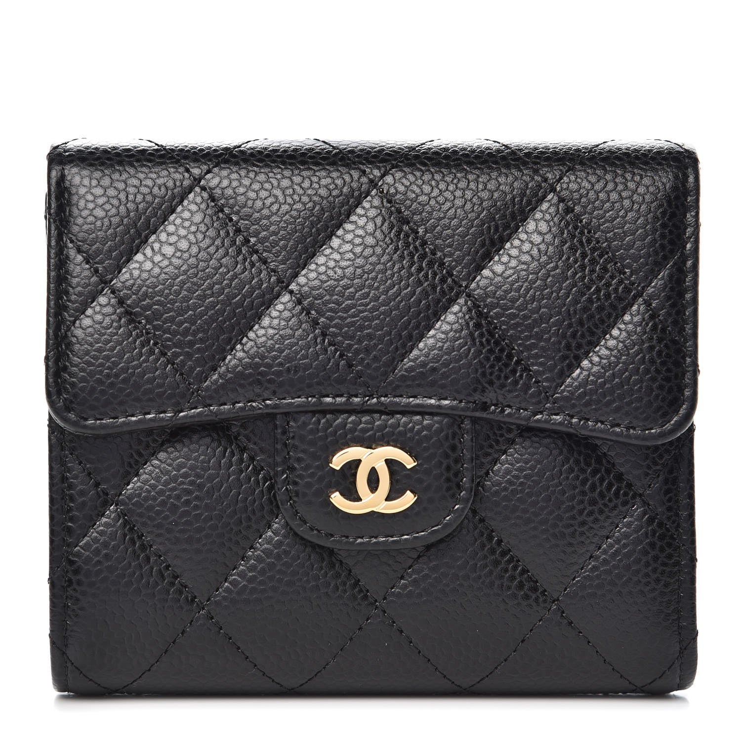 Chanel Caviar Quilted Compact Flap Wallet Black 1 of 9