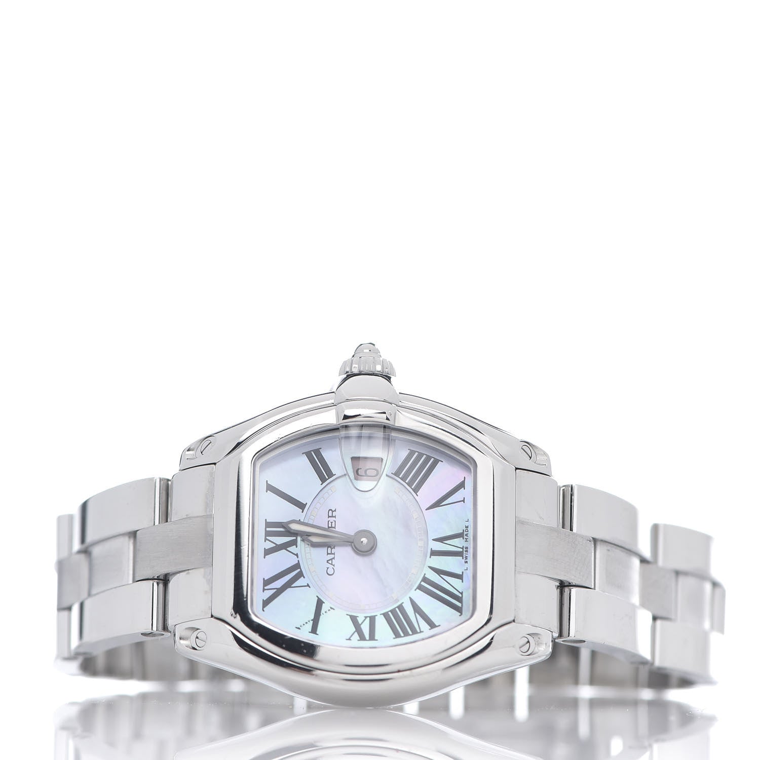 Cartier Stainless Steel Purple Mother of Pearl 31mm Roadster Quartz Watch 3 of 9