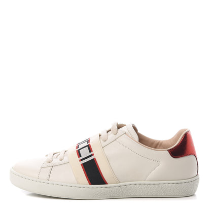 Gucci Calfskin Stripe Womens New Ace Sneakers 37 New Mystic White Ecru Red Flame 1 of 8