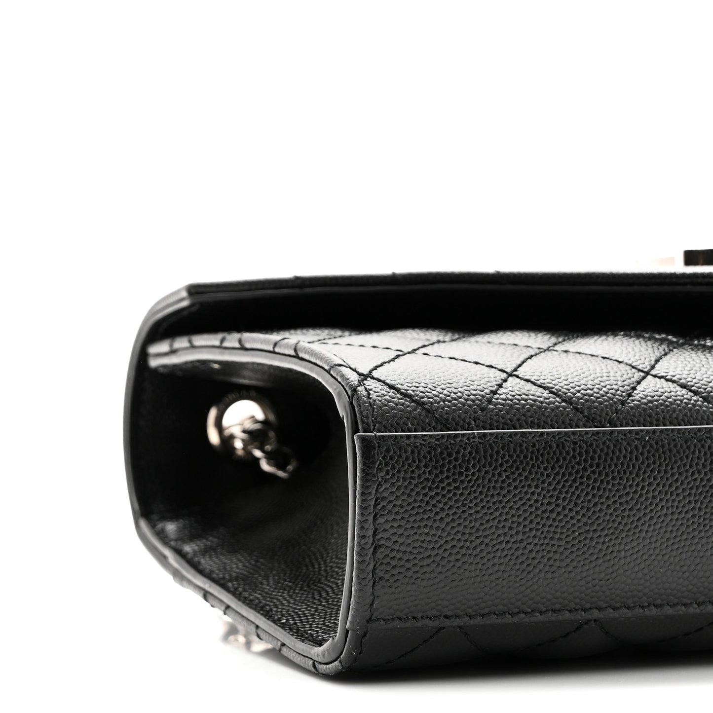 Grain De Poudre Textured Mixed Matelasse Triquilt Small Monogram Satchel Black