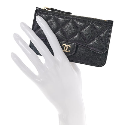 Chanel Iridescent Caviar Quilted Flap Zip Card Holder Black 2 of 7