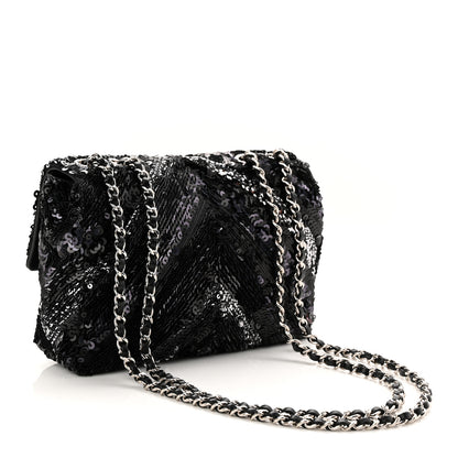 Chanel Sequins Chevron Mini Rectangular Flap Black 3 of 11