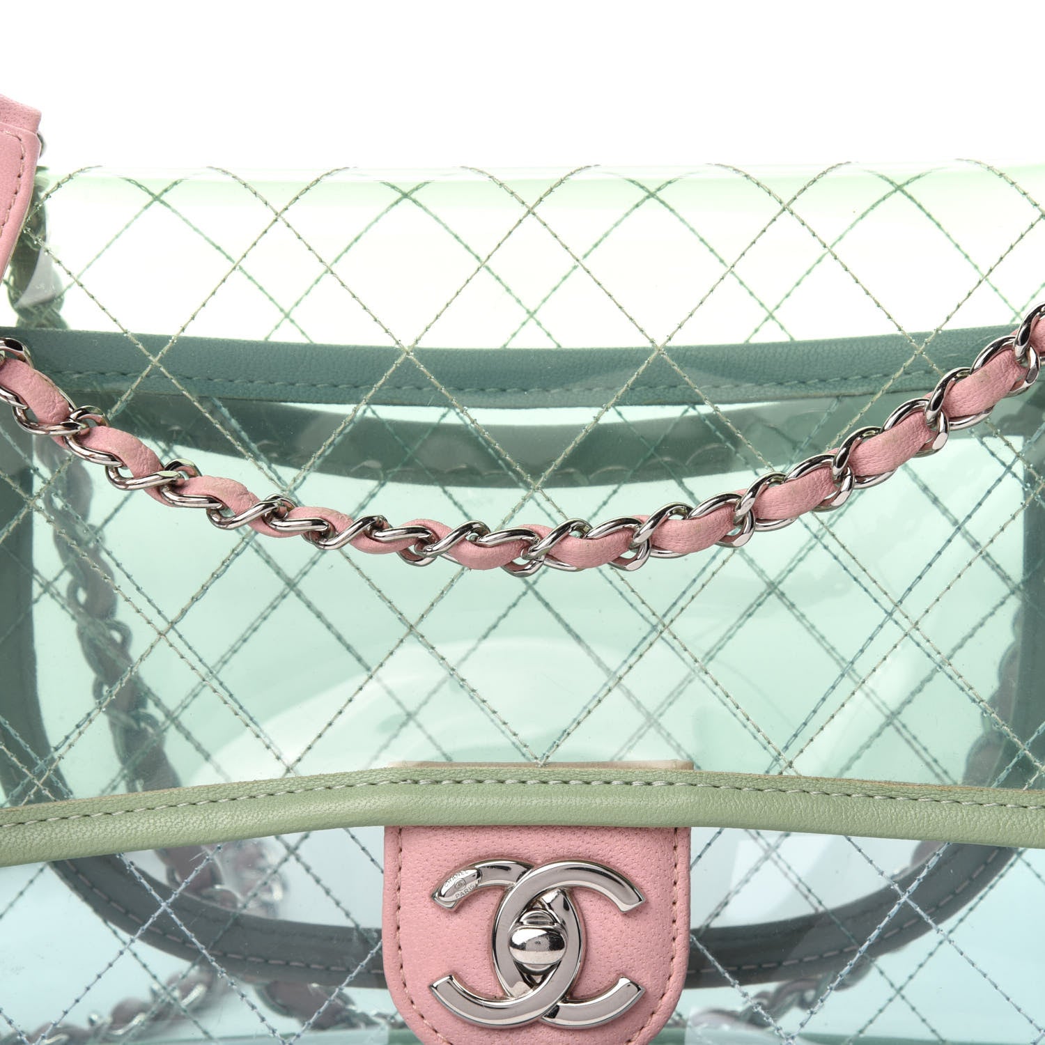Chanel Lambskin PVC Quilted Medium Coco Splash Flap Blue Green 10 of 10