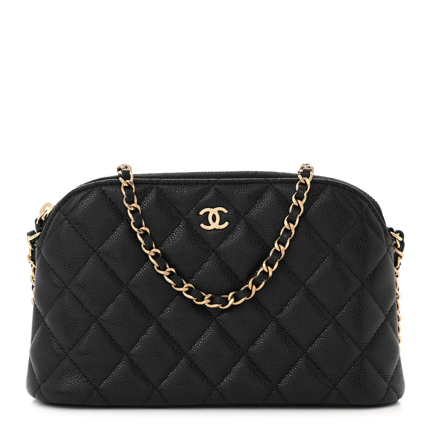 Caviar Quilted Classic Clutch with Chain Black