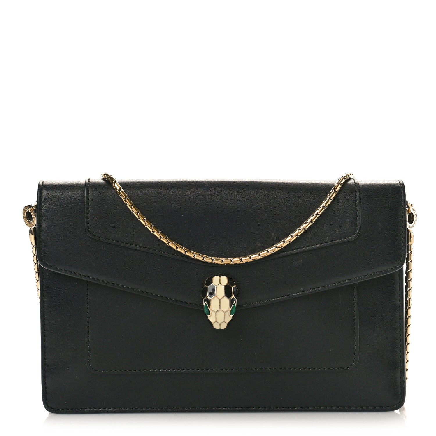 Bulgari Calfskin Serpenti Forever Chain Wallet Black 1 of 10