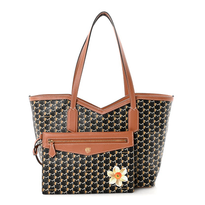 Moynat Calfskin Canvas M Tote PM Brown 3 of 10
