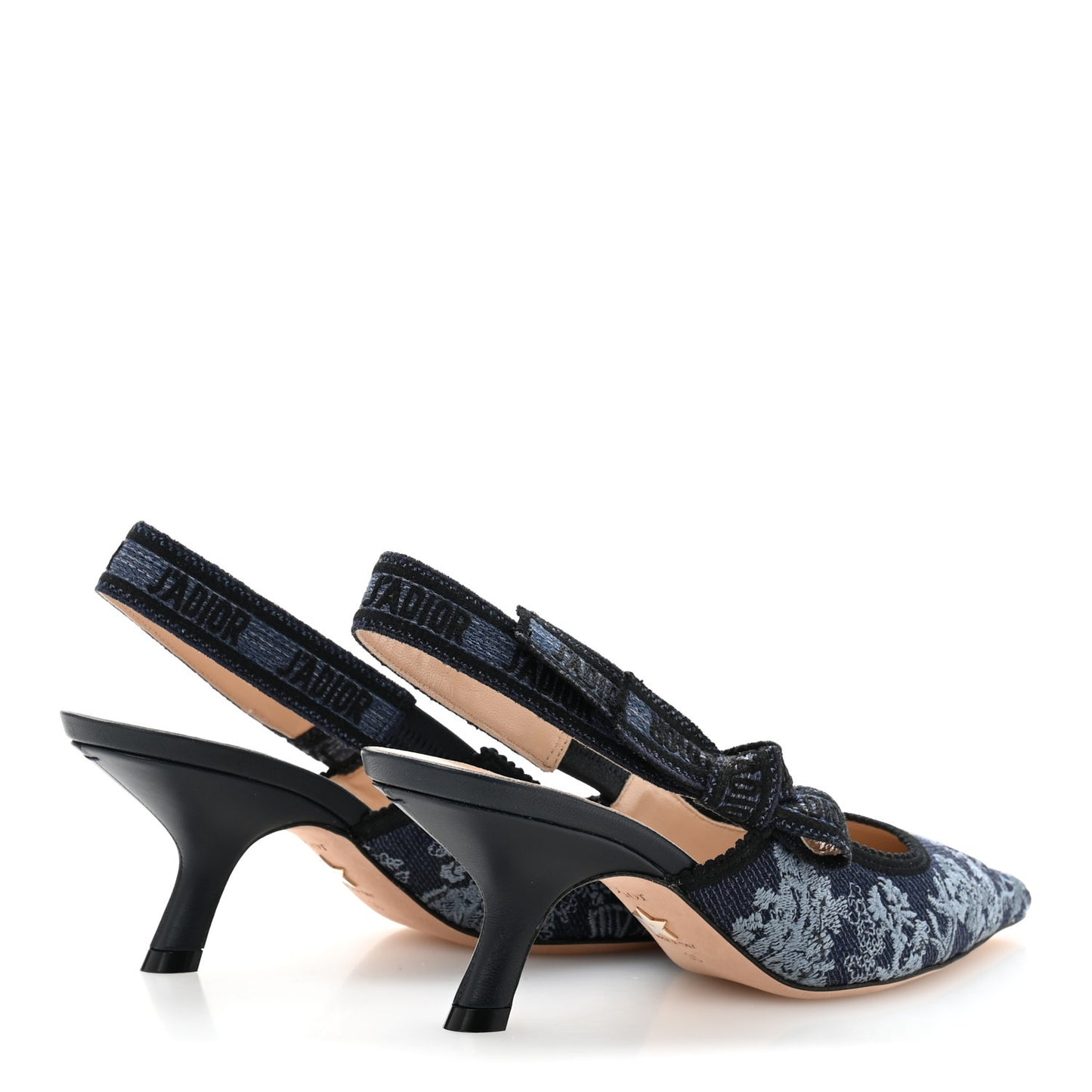 Denim Ribbon Floral Print J Adior Slingback 65mm Pumps 35 Blue Multicolor