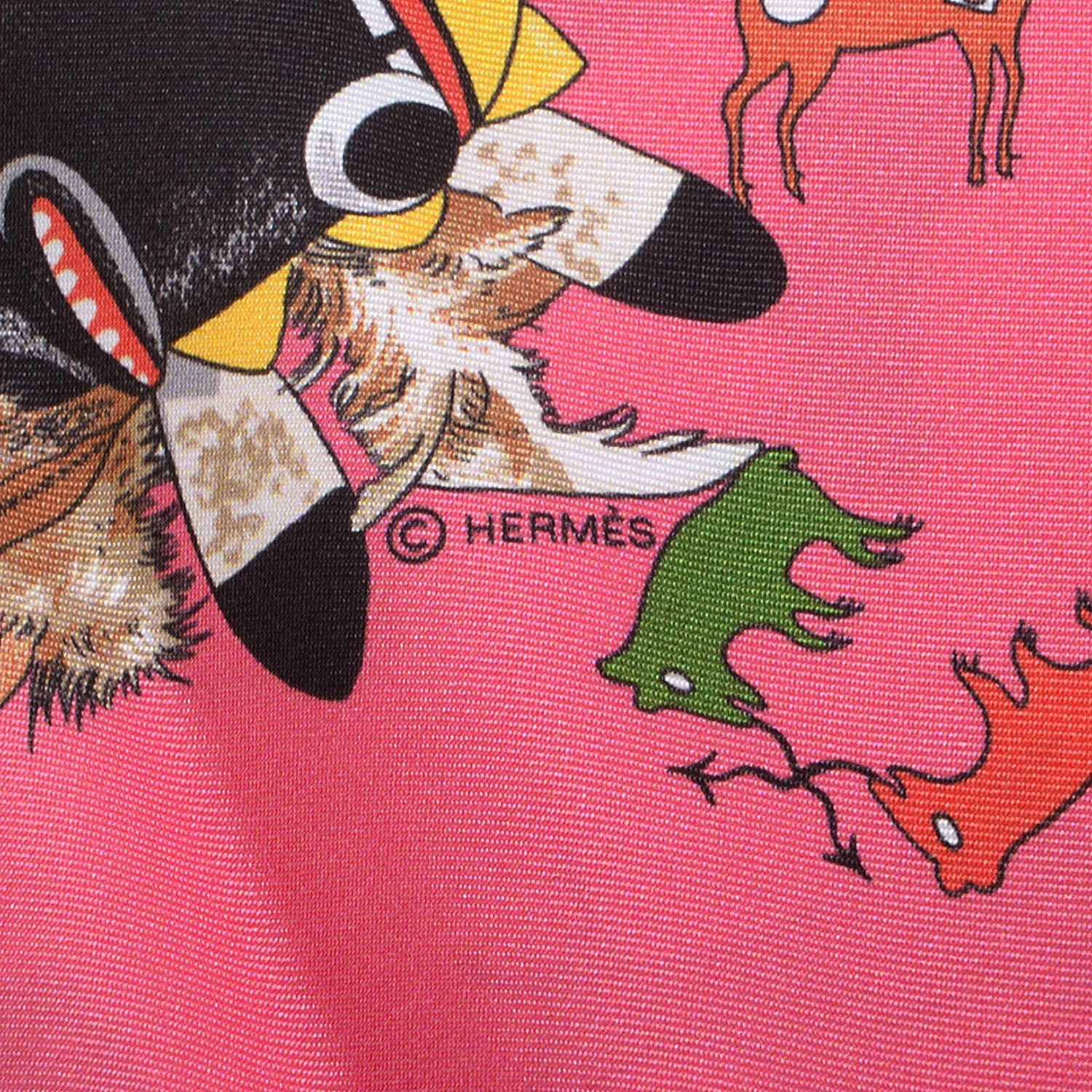 Hermes Silk Kachinas Maxi Twilly Rose Vert Bleu 4 of 4