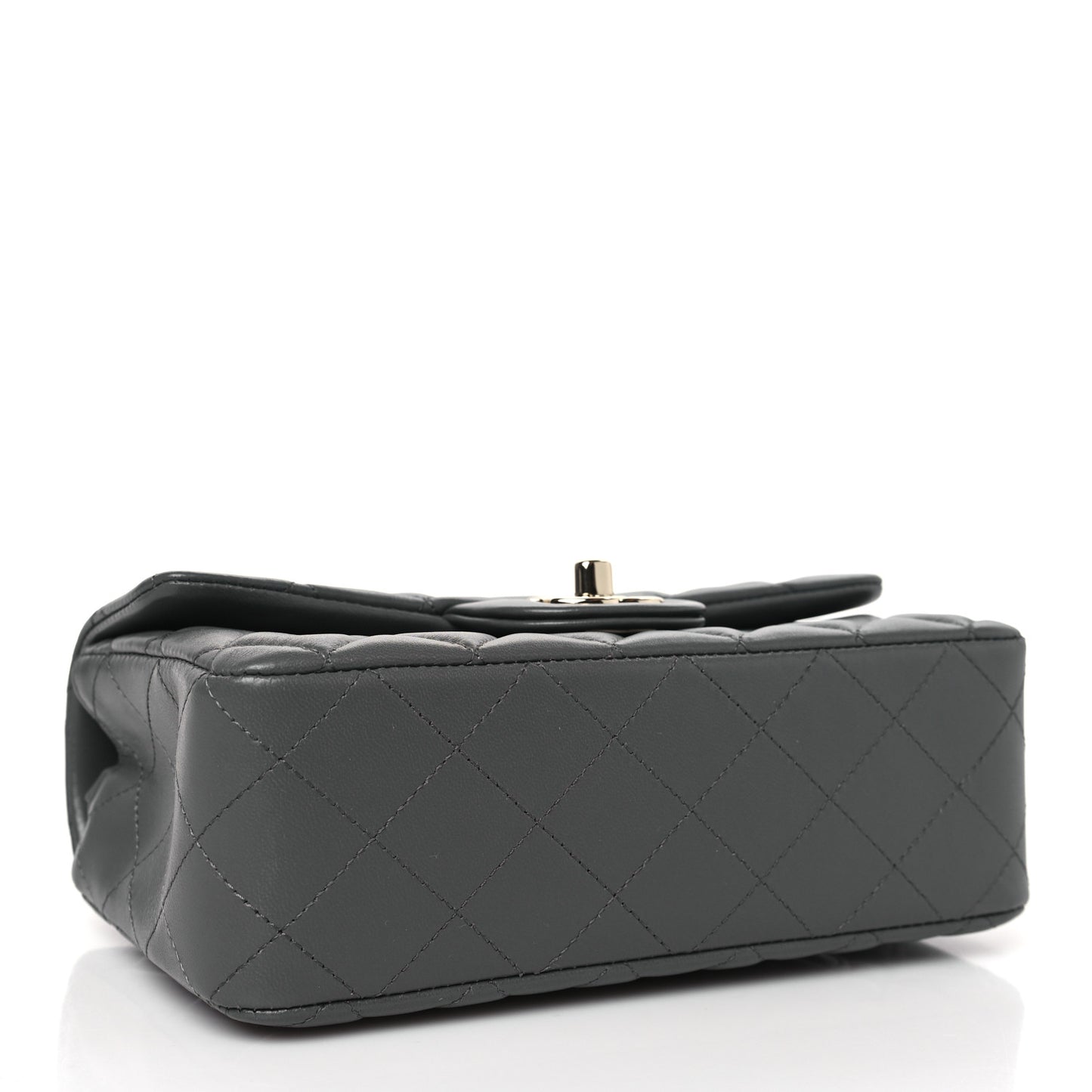 Lambskin Quilted Mini Rectangular Flap Dark Grey