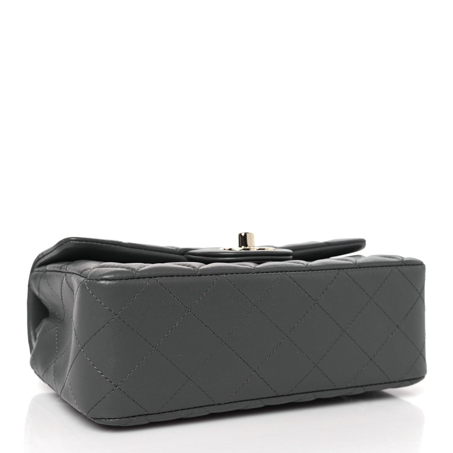 Chanel Lambskin Quilted Mini Rectangular Flap Dark Grey 4 of 10