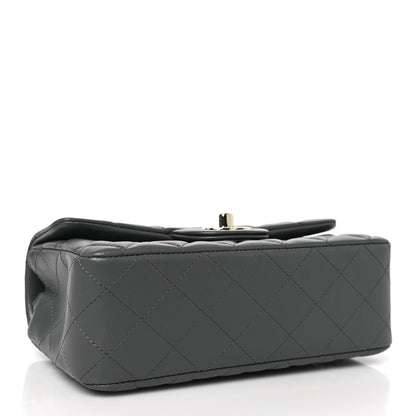 Chanel Lambskin Quilted Mini Rectangular Flap Dark Grey 4 of 10