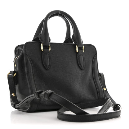 Alexander McQueen Pebbled Calfskin Mini Skull Padlock Zip Around Tote Black 3 of 12