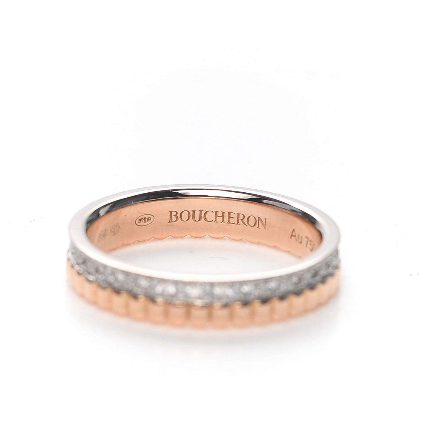 18K Pink White Gold Diamond Quatre Radiant Wedding Band Ring 46 3.75