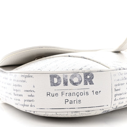 Christian Dior X Daniel Arsham Grained Calfskin Newspaper Print Saddle Bag White 9 of 13