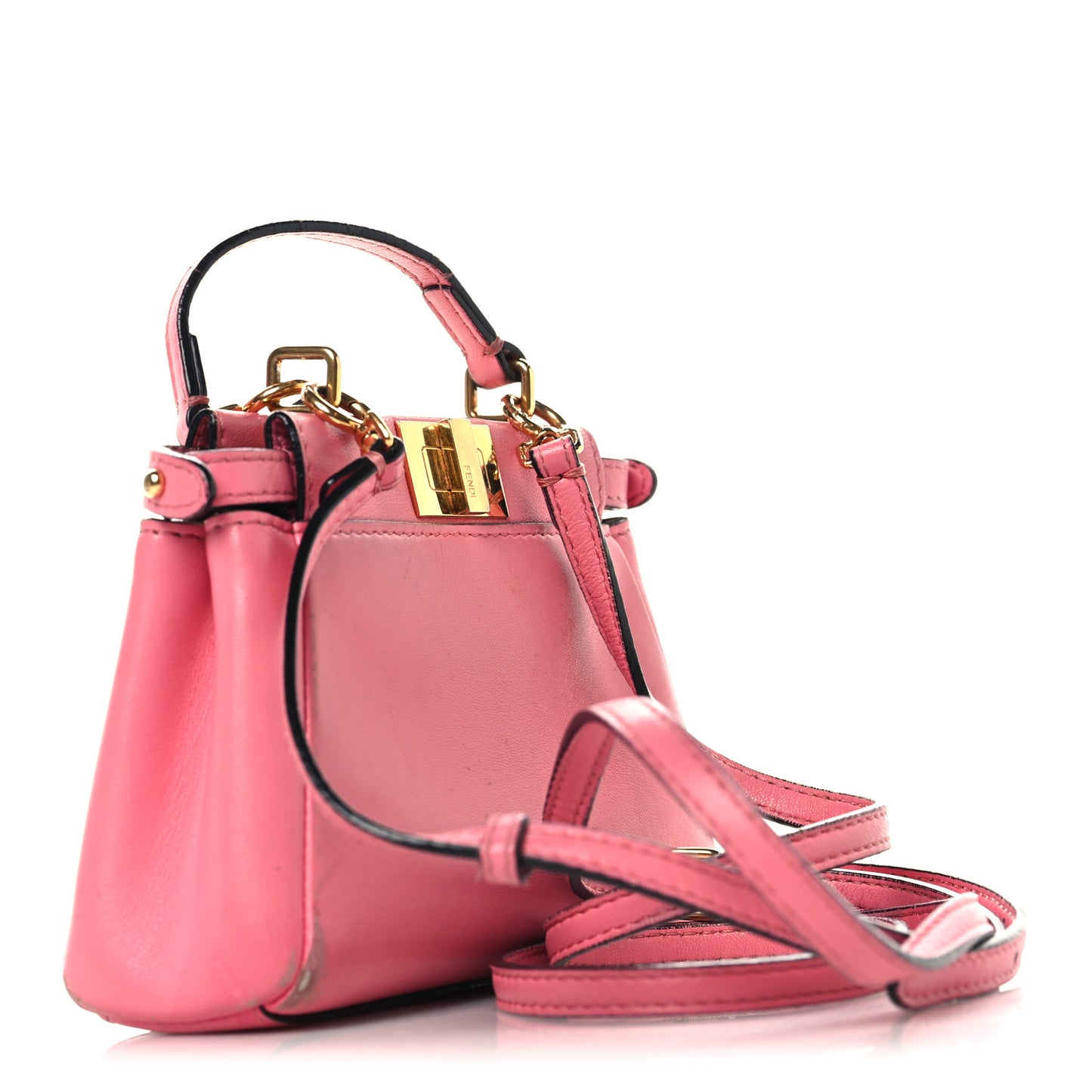 Shiny Nappa Micro Peekaboo Iconic Satchel  Rosa Fluo
