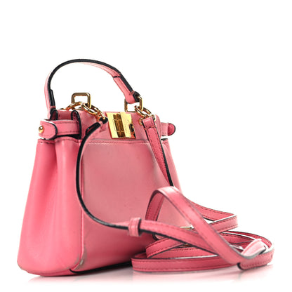 Fendi Shiny Nappa Micro Peekaboo Iconic Satchel  Rosa Fluo 3 of 11