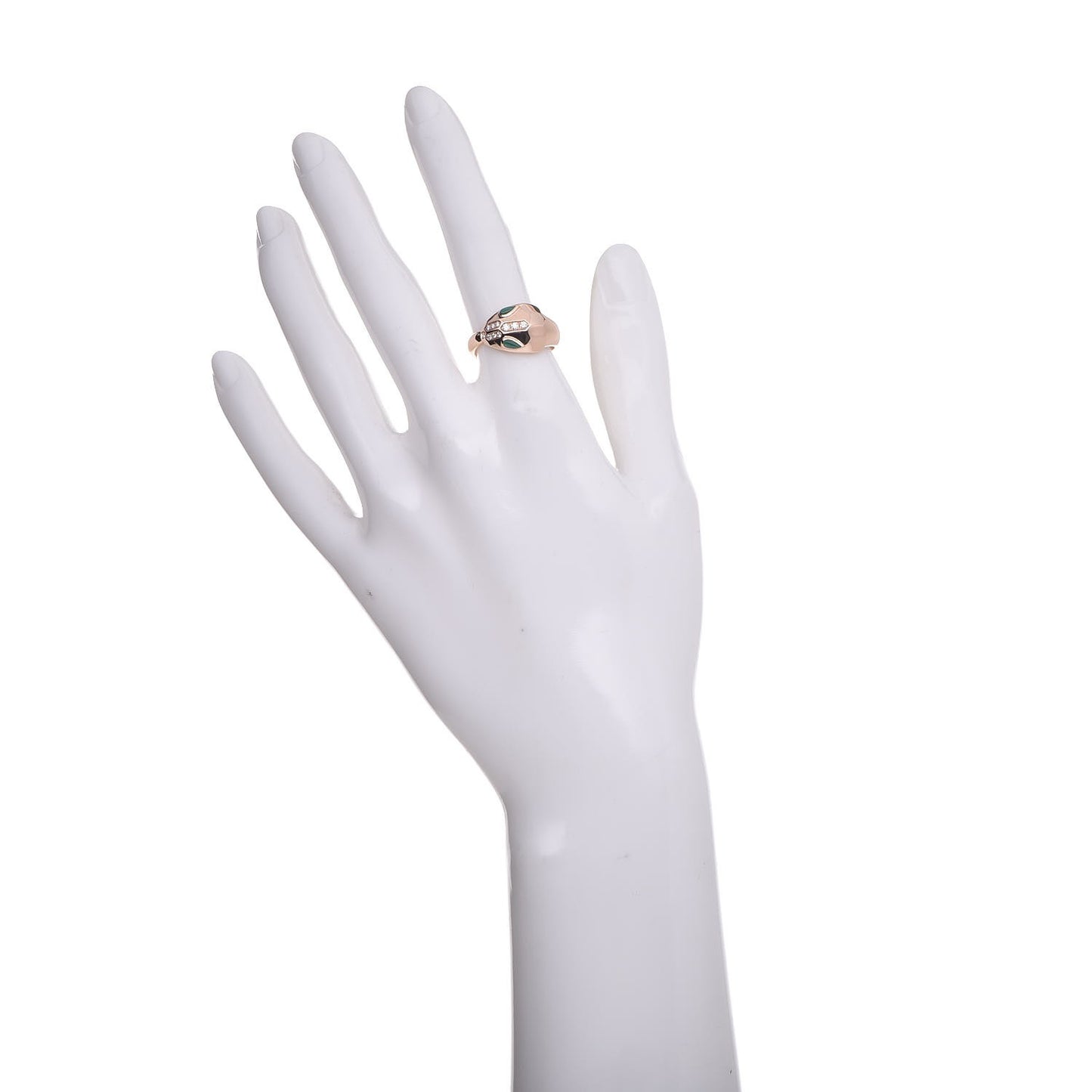18K Rose Gold Diamond Malachite Serpenti Ring 53 6.5