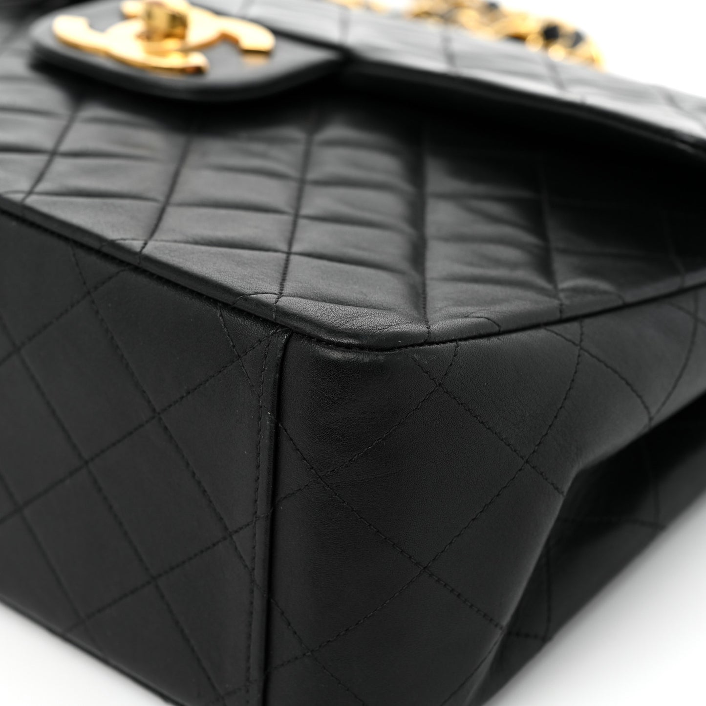 Lambskin Quilted XL Jumbo Single Flap Black