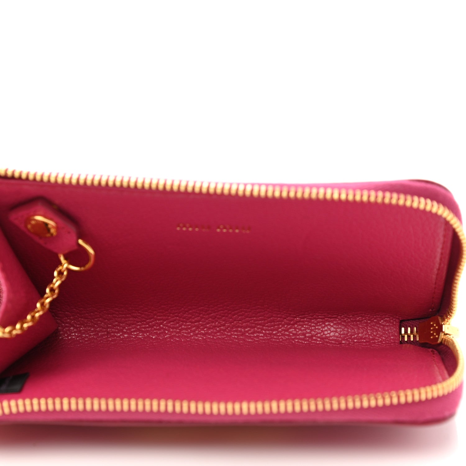 Miu Miu Goatskin Madras Zip Compact Wallet Pink 5 of 9
