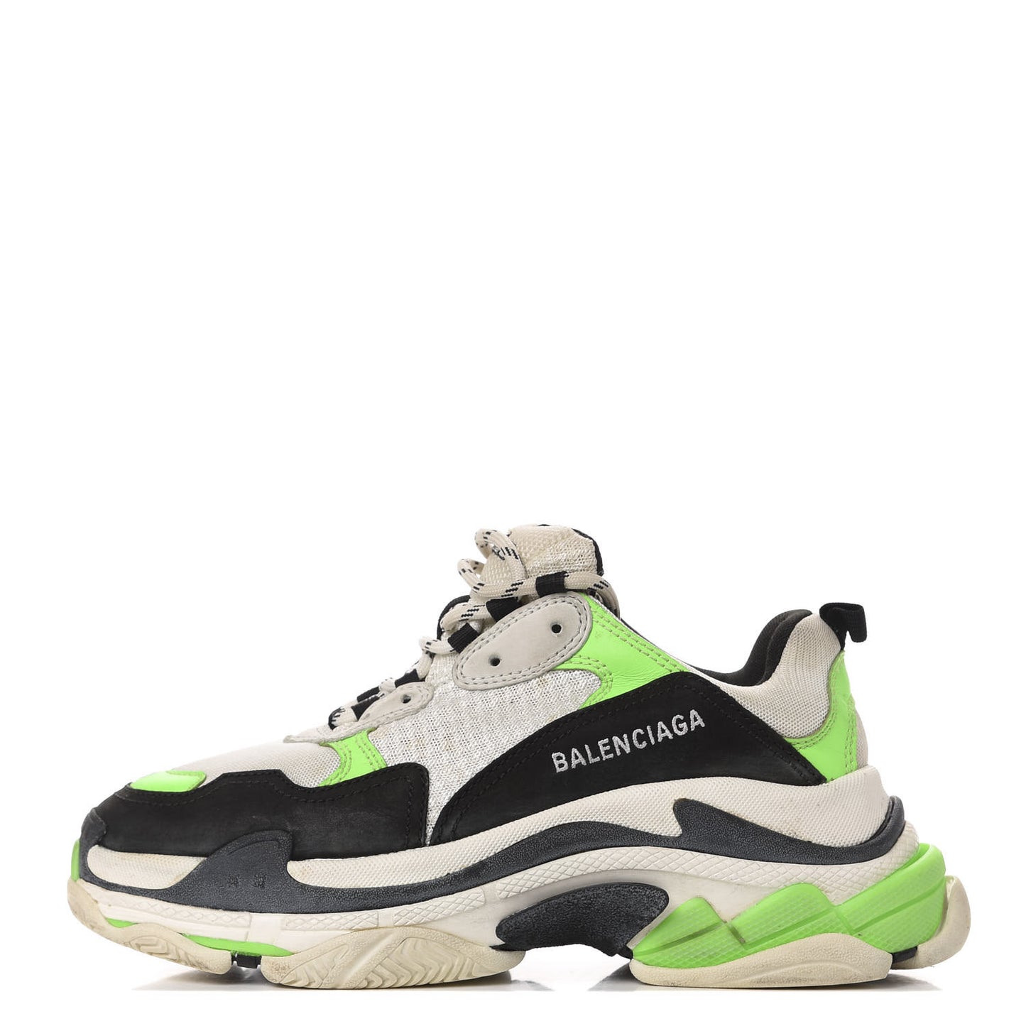 Fabric Mesh Womens Triple S Sneakers 39 White Green Fluo Black