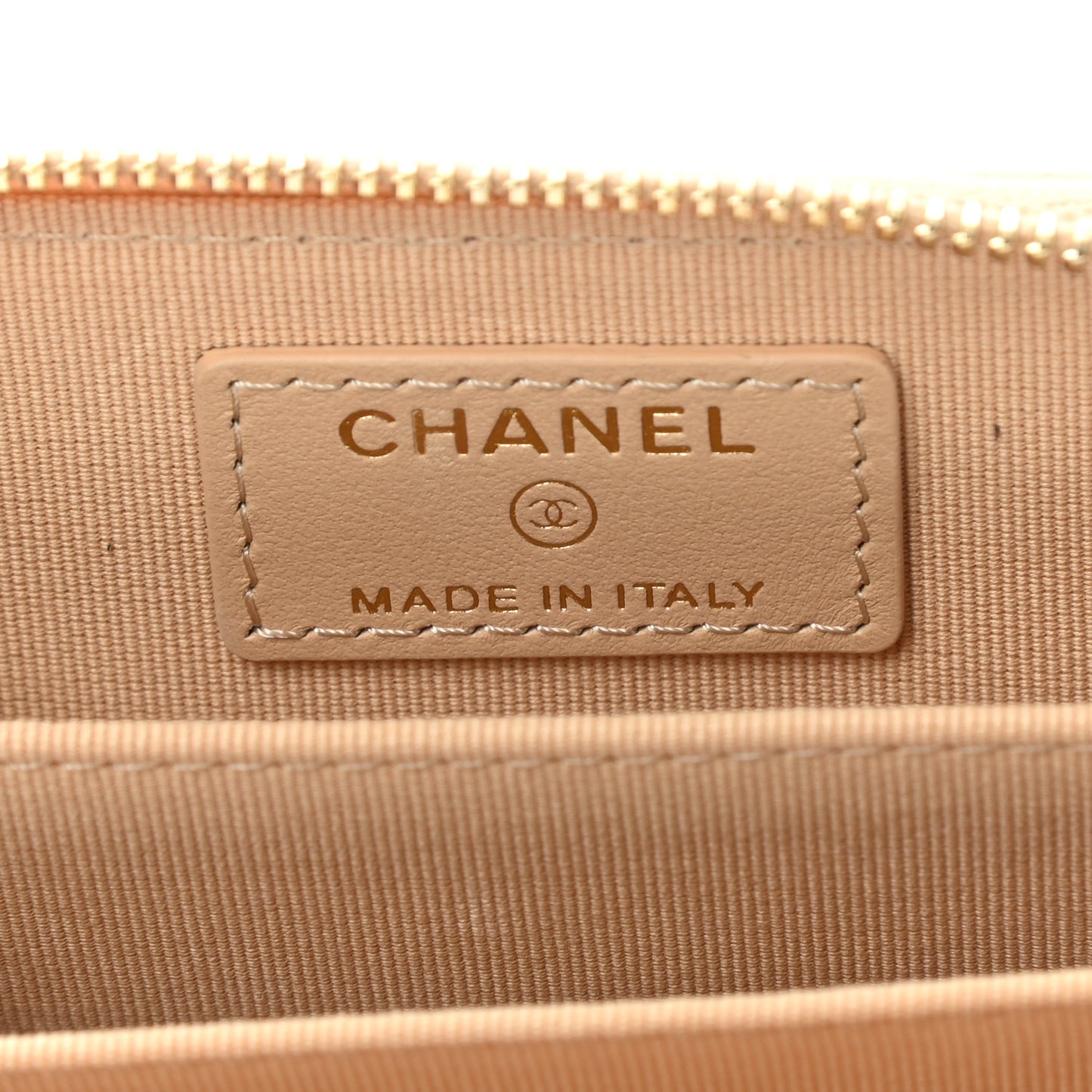 Caviar Quilted Zip Around Coin Purse Beige
