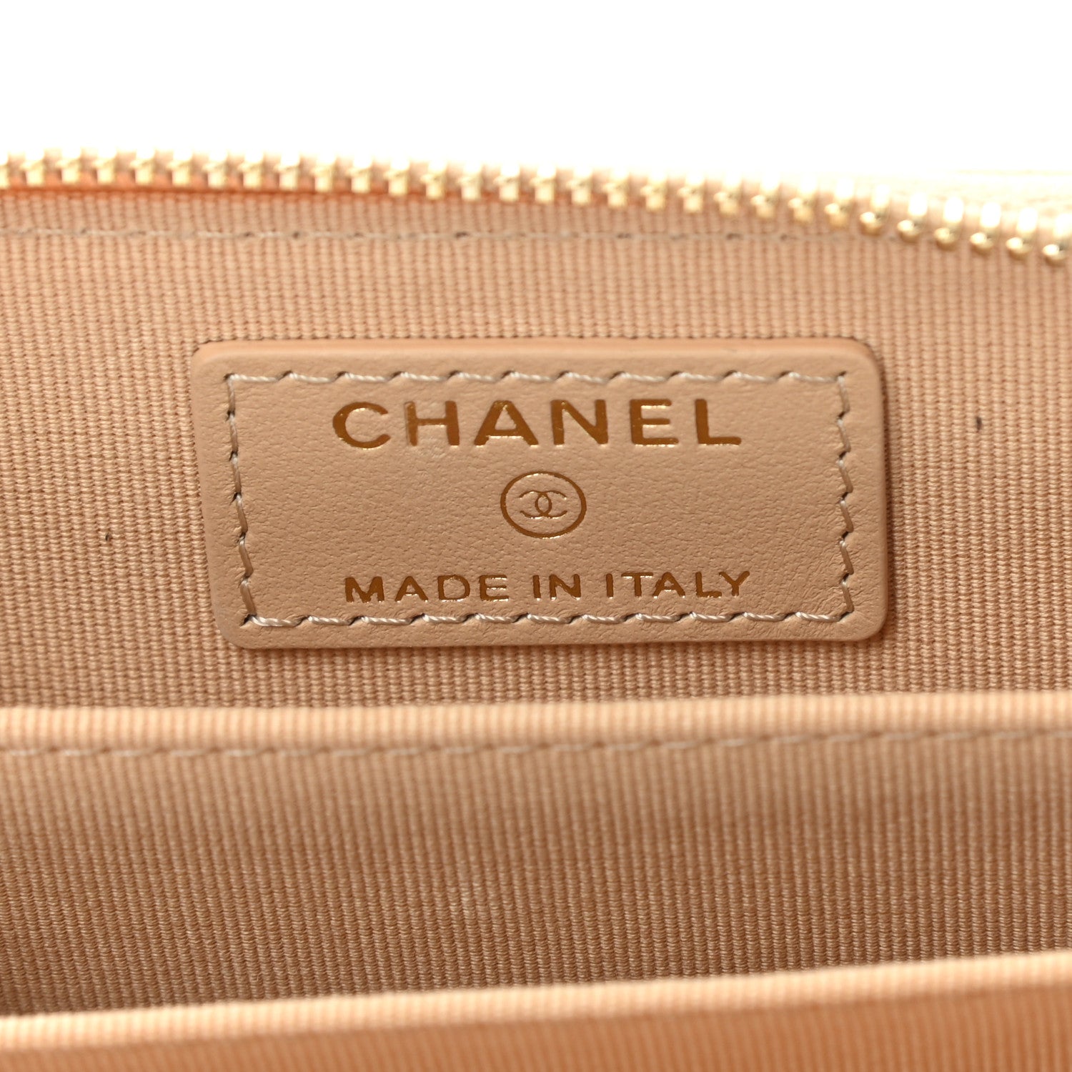 Chanel Caviar Quilted Zip Around Coin Purse Beige 6 of 9
