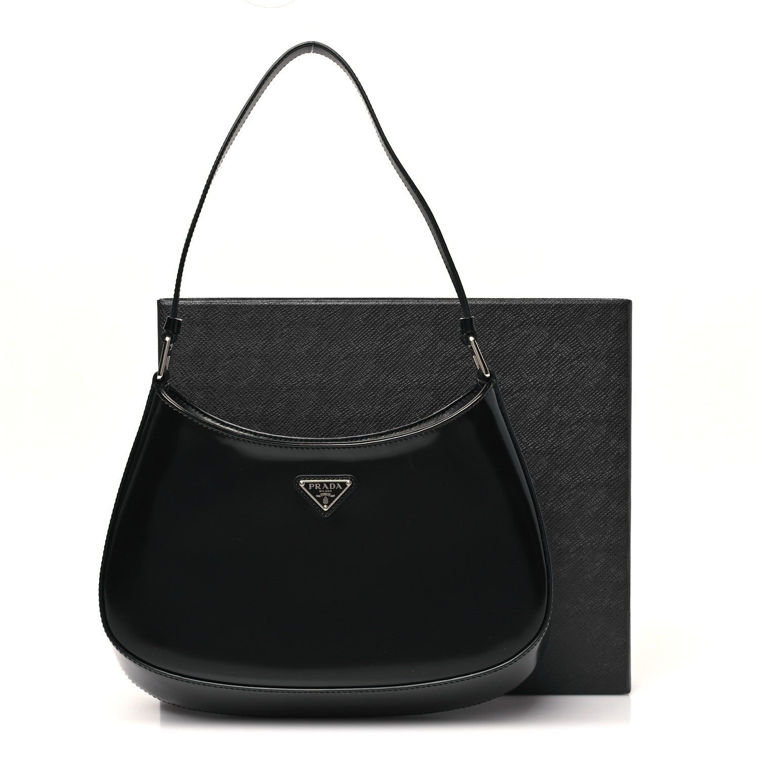Prada Spazzolato Cleo Shoulder Bag Black 10 of 10