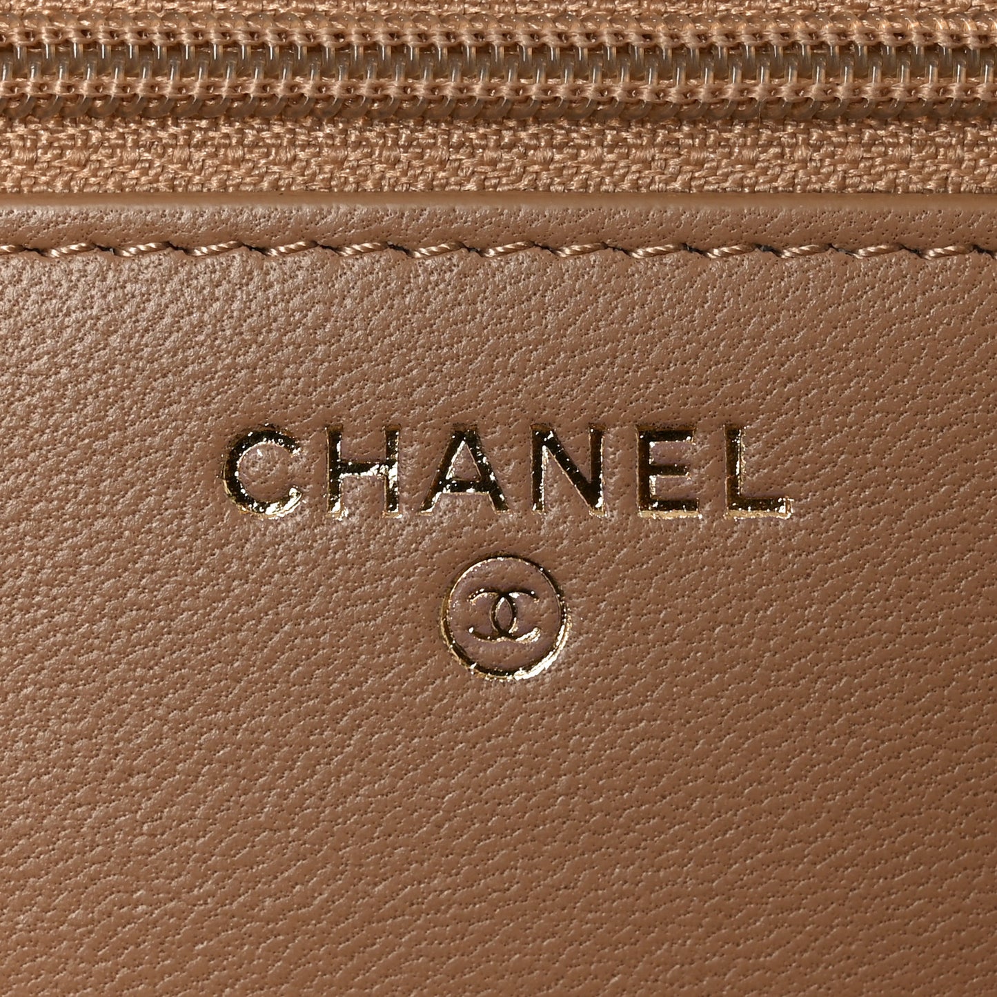 Lambskin Quilted Trendy CC Wallet On Chain WOC Beige