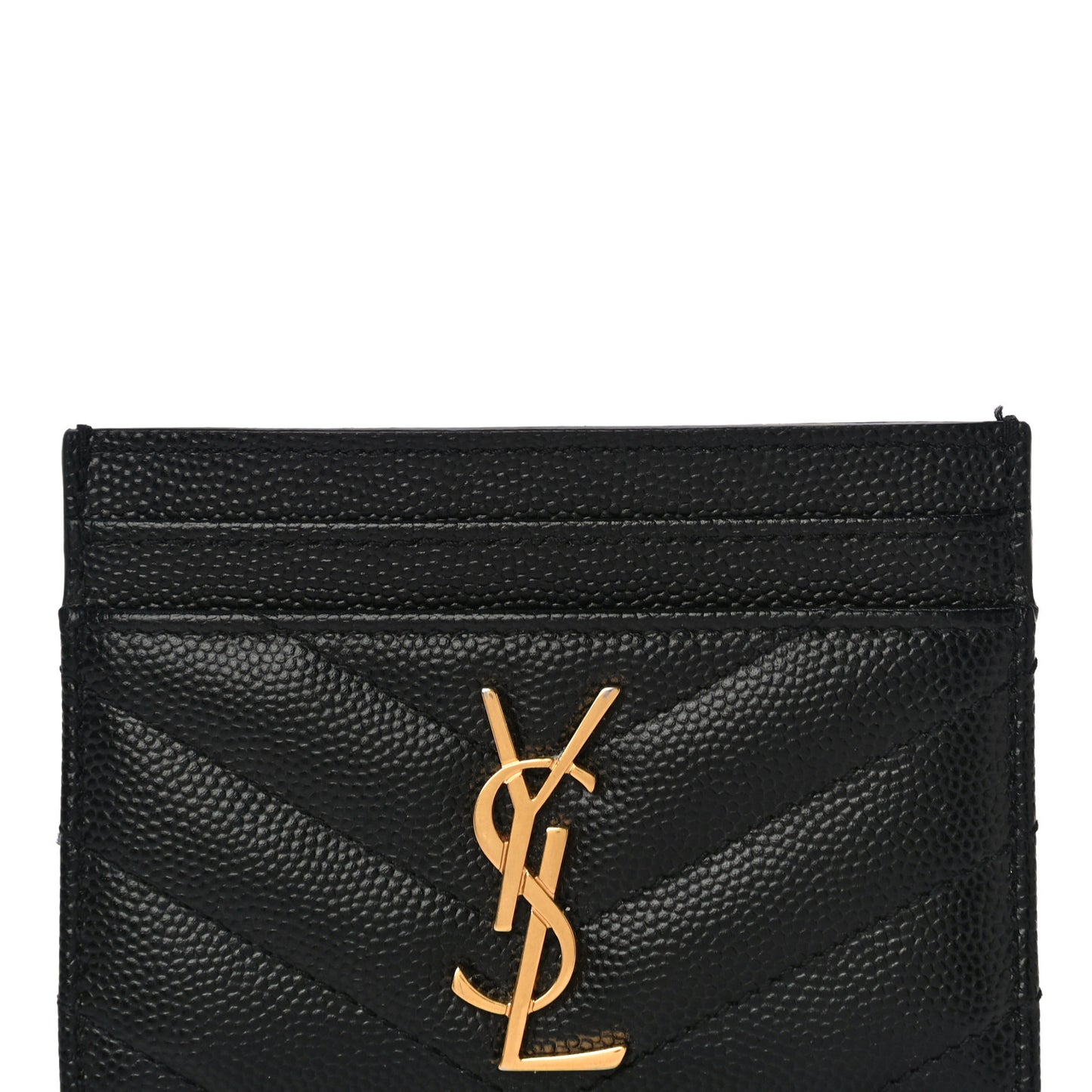 Grain De Poudre Matelasse Chevron Monogram Credit Card Case Black