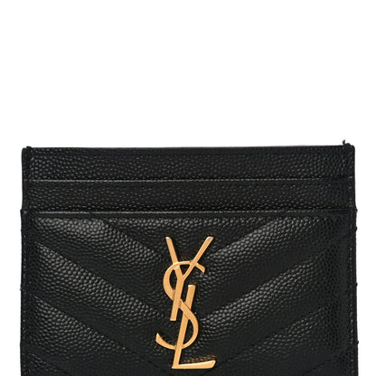 Saint Laurent Grain De Poudre Matelasse Chevron Monogram Credit Card Case Black 8 of 12