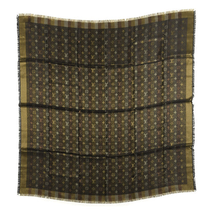 Louis Vuitton Silk Lurex Wool So Shine Monogram Shawl Black 1 of 3