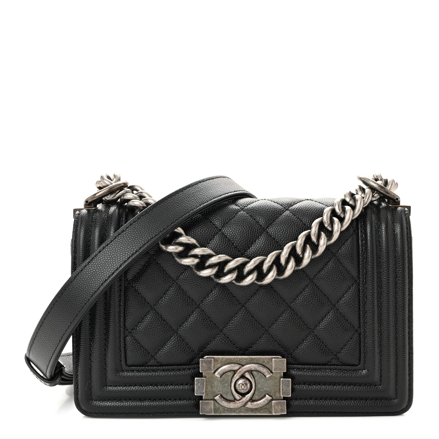 Caviar Quilted Small Boy Flap Black