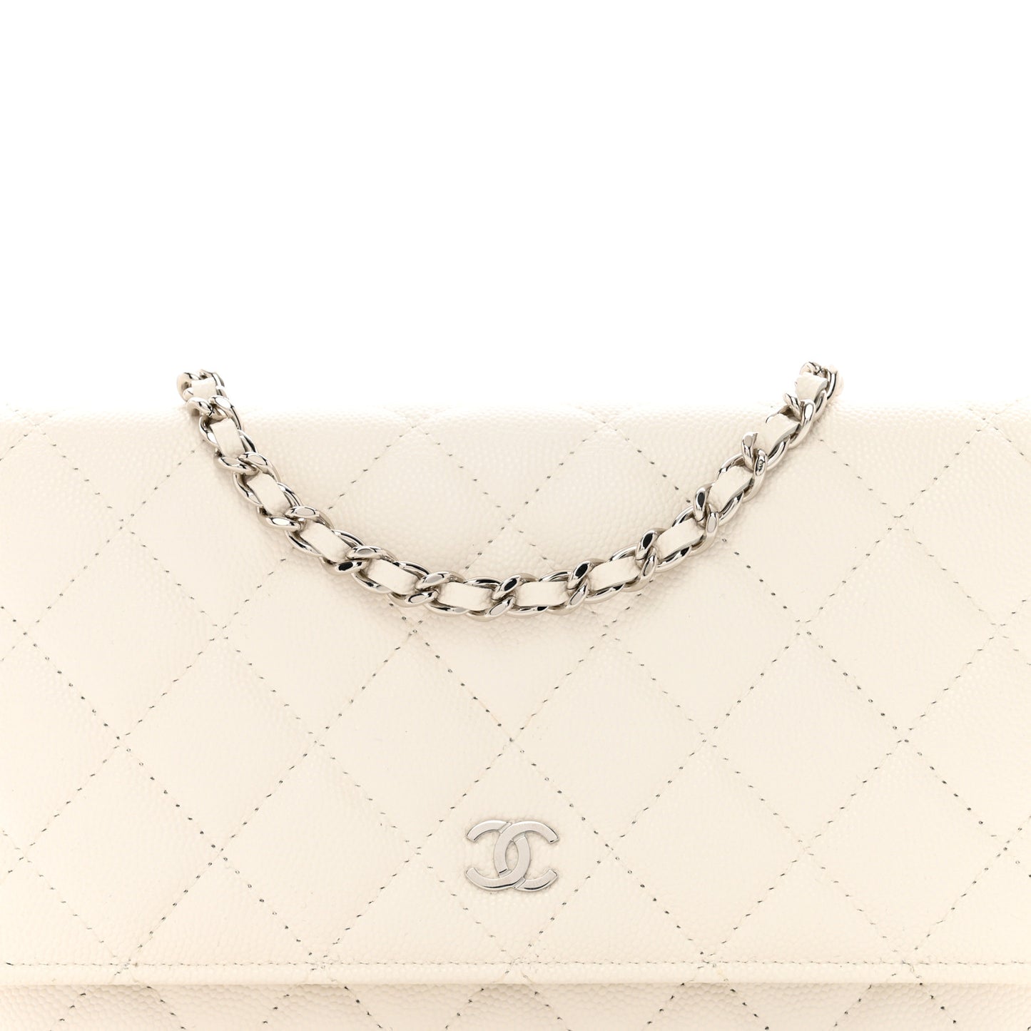 Caviar Quilted Wallet On Chain WOC White