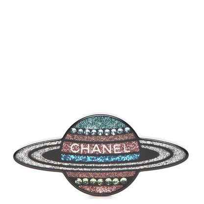 Chanel Glittered Resin Strass Planet Brooch Silver Blue Pink 1 of 5