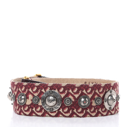 Christian Dior Oblique Studded Shoulder Strap Burgundy 2 of 5