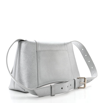Balenciaga Metallic Soft Textured Calfskin Small Downtown Shoulder Bag Silver 3 of 10