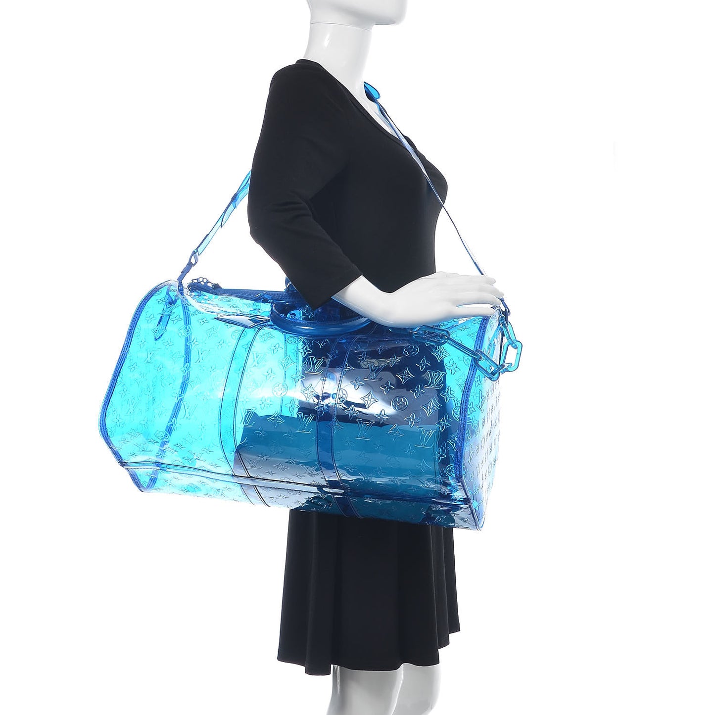 PVC Monogram Keepall Bandouliere 50 Blue