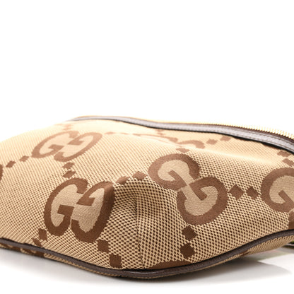 Gucci Monogram Jumbo GG Textured Dollar Calfskin Web Belt Bag Camel Ebony New Acero 10 of 10