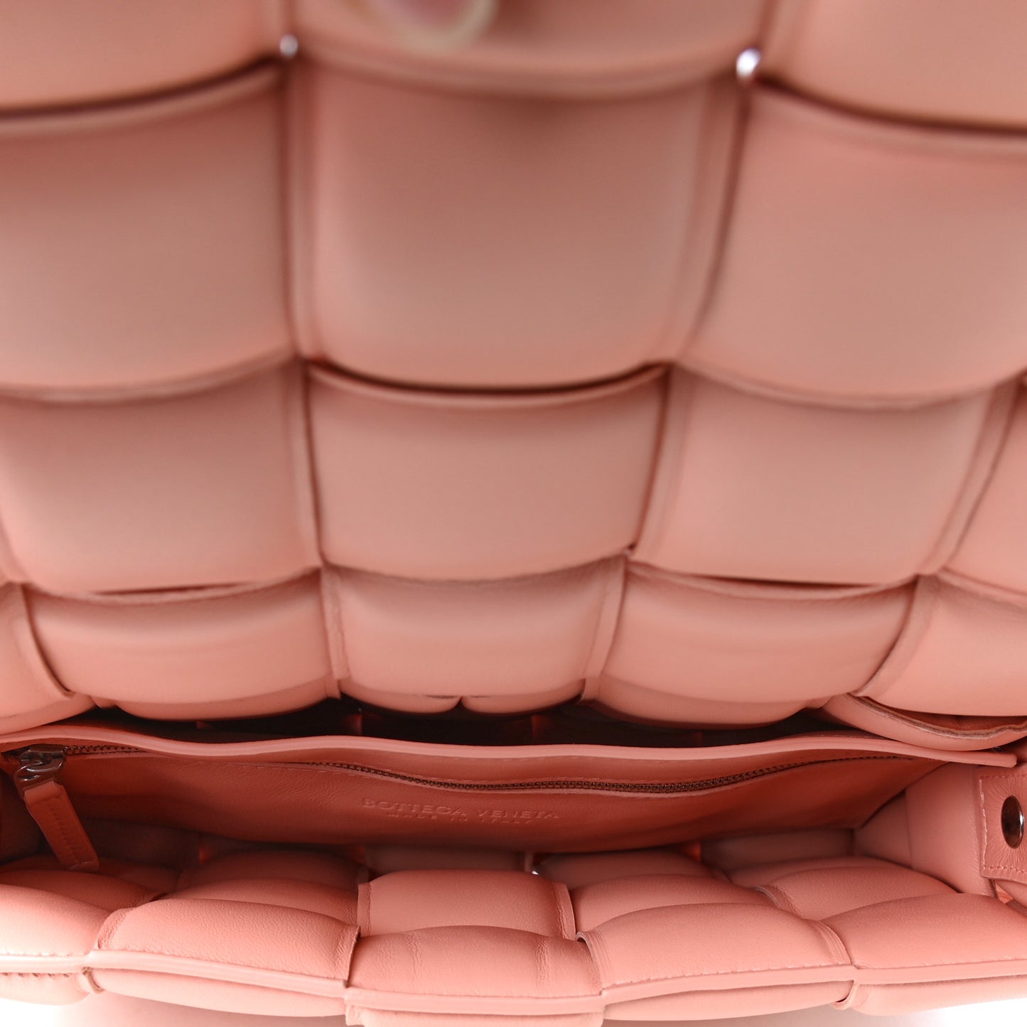 Paper Calfskin Maxi Intreccio Padded Cassette Crossbody Bag Peachy