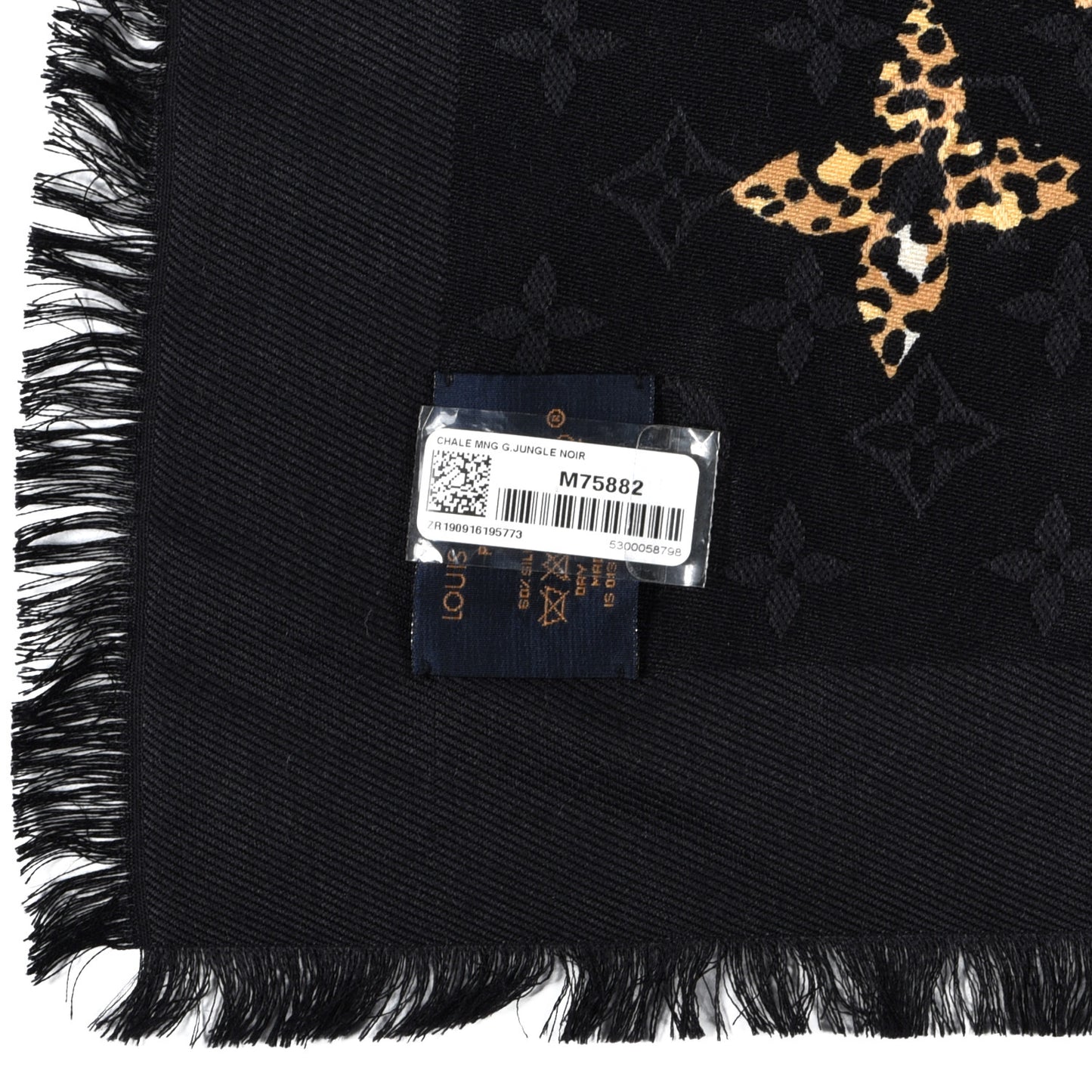 Wool Silk Monogram Giant Jungle Shawl Black