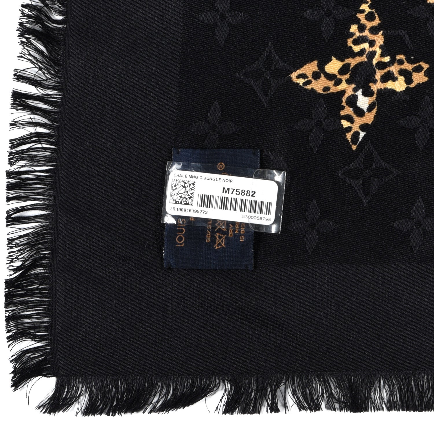 Louis Vuitton Wool Silk Monogram Giant Jungle Shawl Black 3 of 4