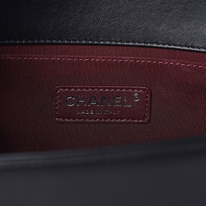 Chanel Calfskin Woven Medium Boy Flap Black Burgundy 6 of 14