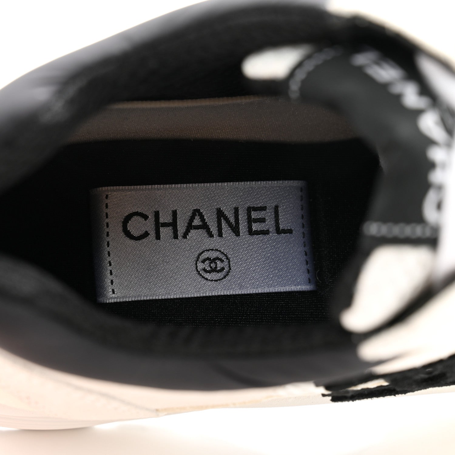 Chanel Mesh Suede Calfskin Grained Calfskin Womens CC Sneakers 36 White Black 6 of 12
