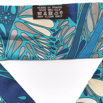 Hermes Silk Millefleurs du Mexique Twilly Canard Marine Rose Poudre 2 of 4