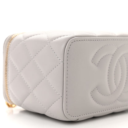 Chanel Lambskin Resin Quilted Vanity Case With Chain Grey 9 of 11