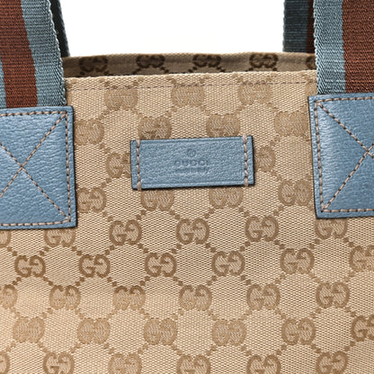 Gucci GG Monogram Medium Web Handle Bucket Tote Blue 8 of 10