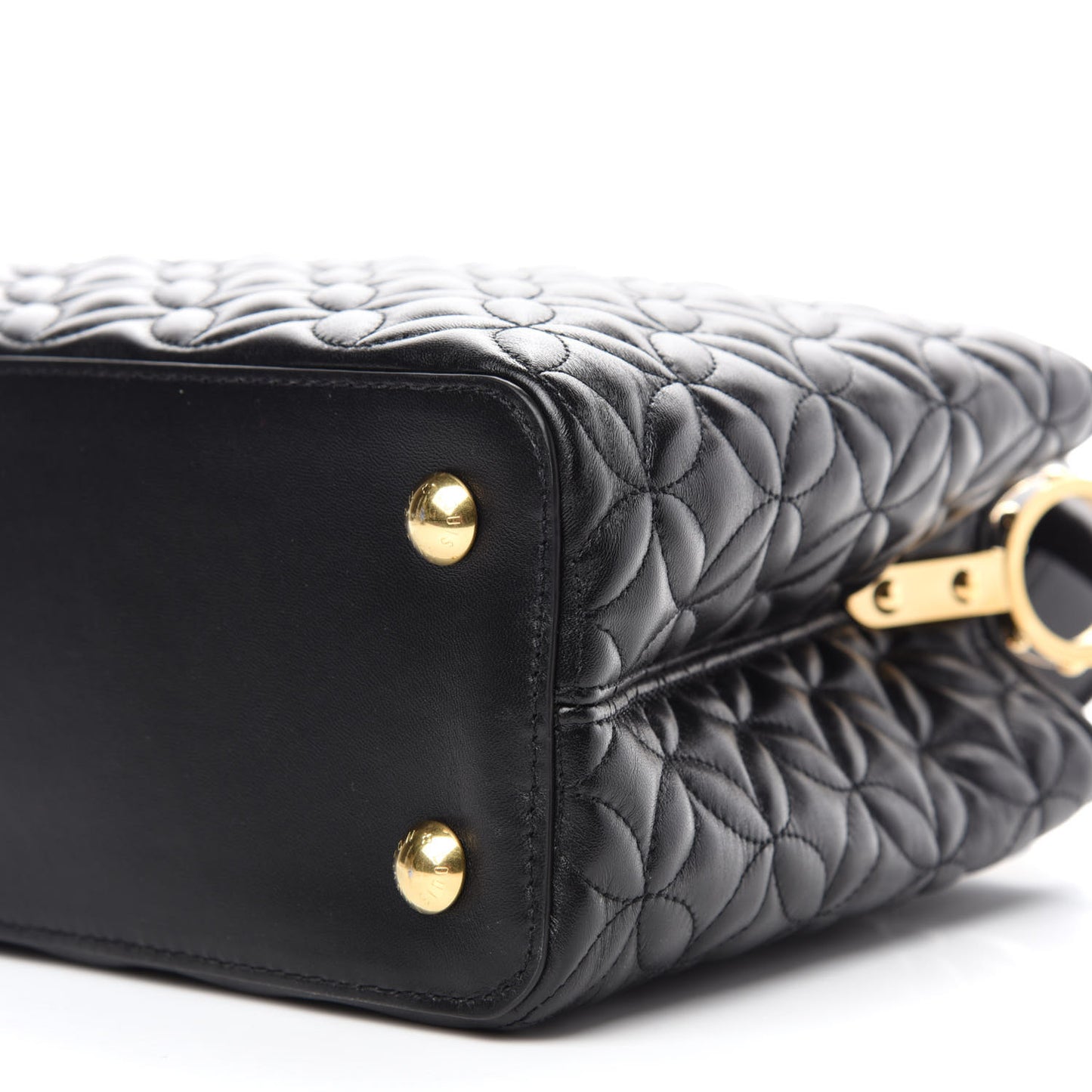 Lambskin Quilted Flower Capucines PM Black