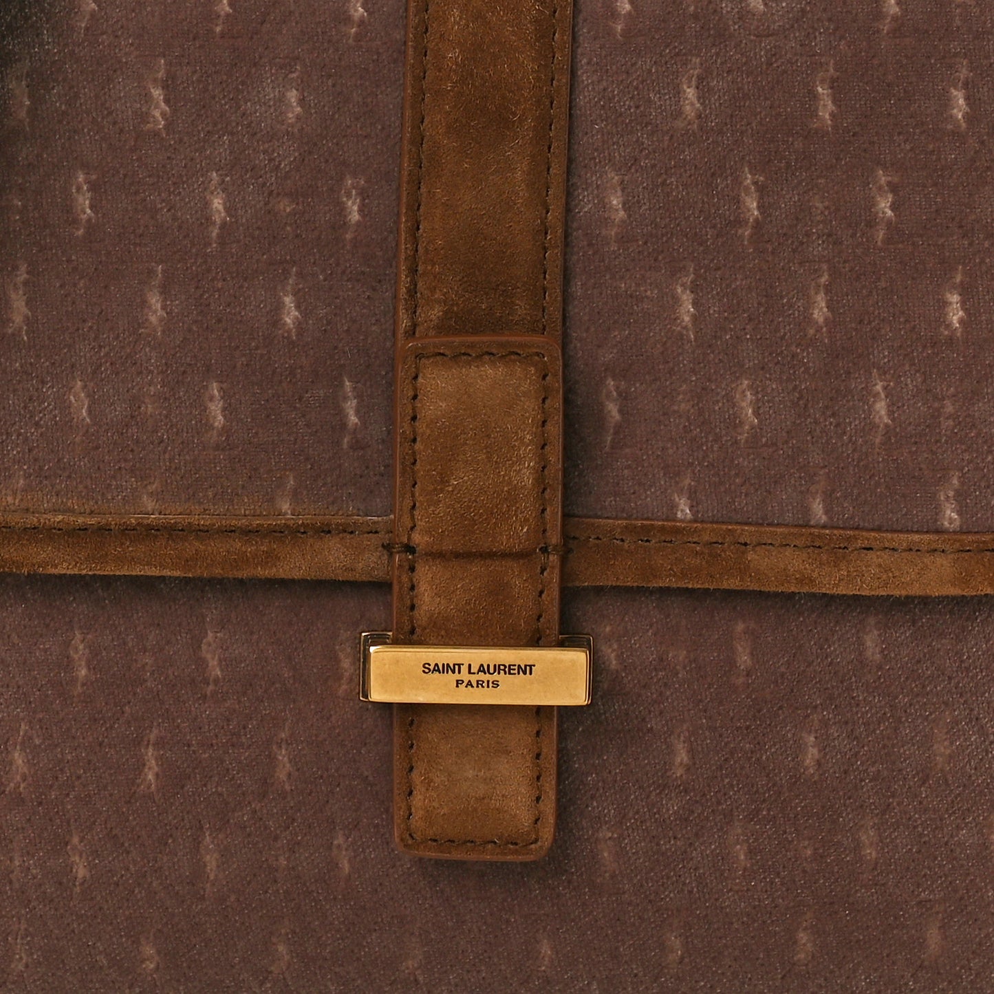 Suede All-Over Monogram Small Le Monogramme Satchel Brown
