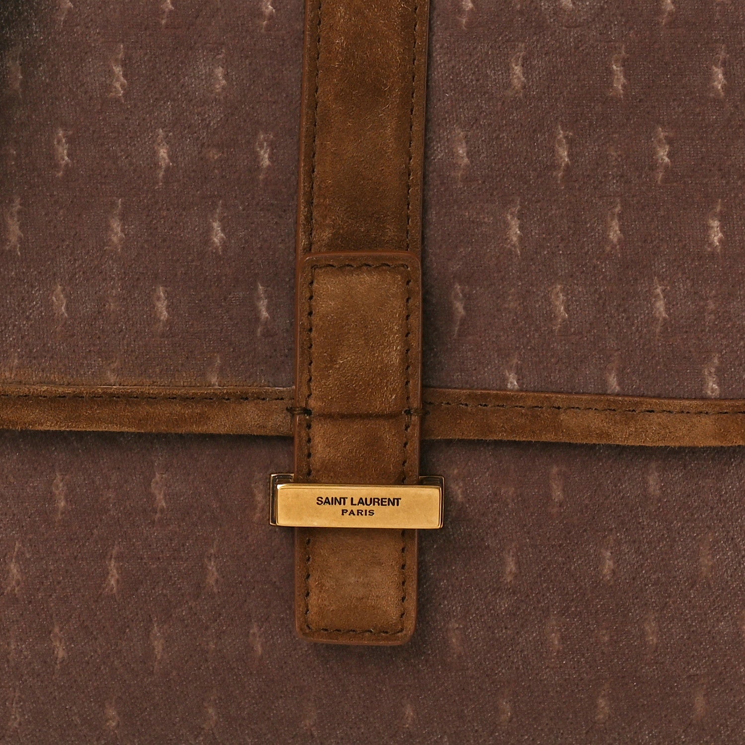 Saint Laurent Suede All-Over Monogram Small Le Monogramme Satchel Brown 8 of 10